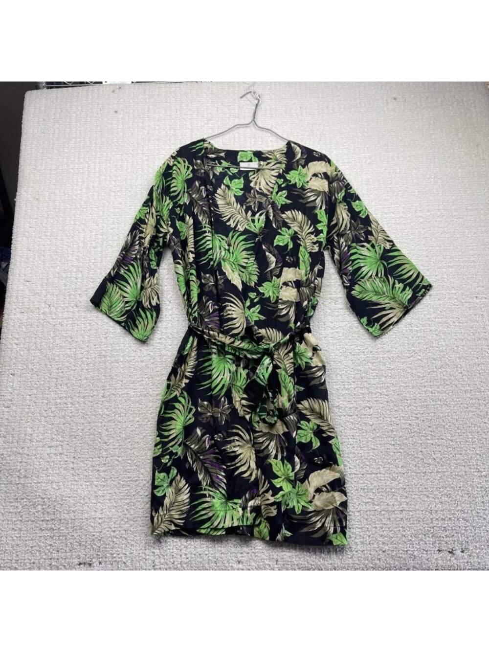 Kaffe Womens Wrap Dress size 34 Floral green 3/4 sleeve Summer Boho Festival